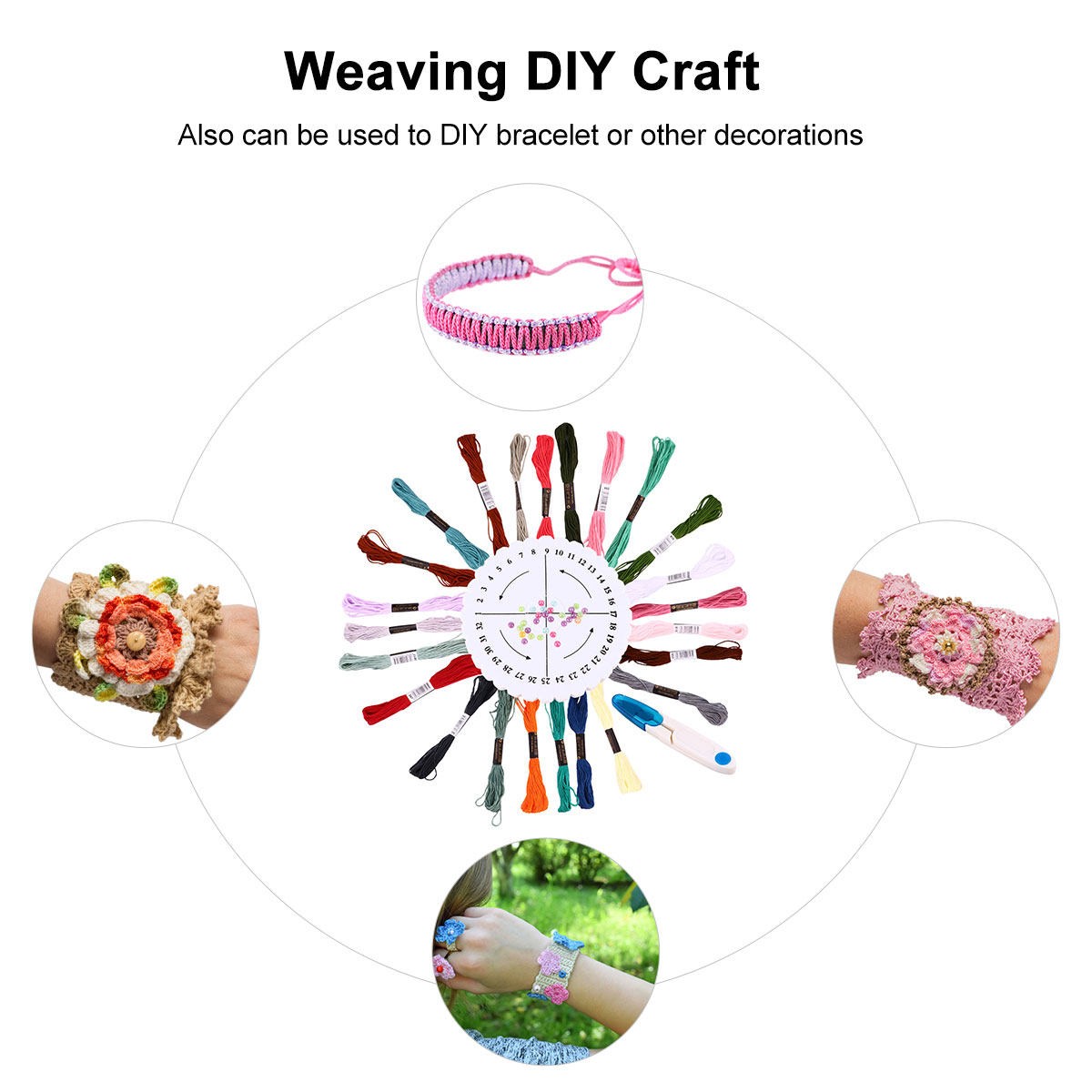 1세트 원형 직조 키트, 팔찌 만들기 DIY, 24가지 - Embroidery Craft 리뷰 및 가격