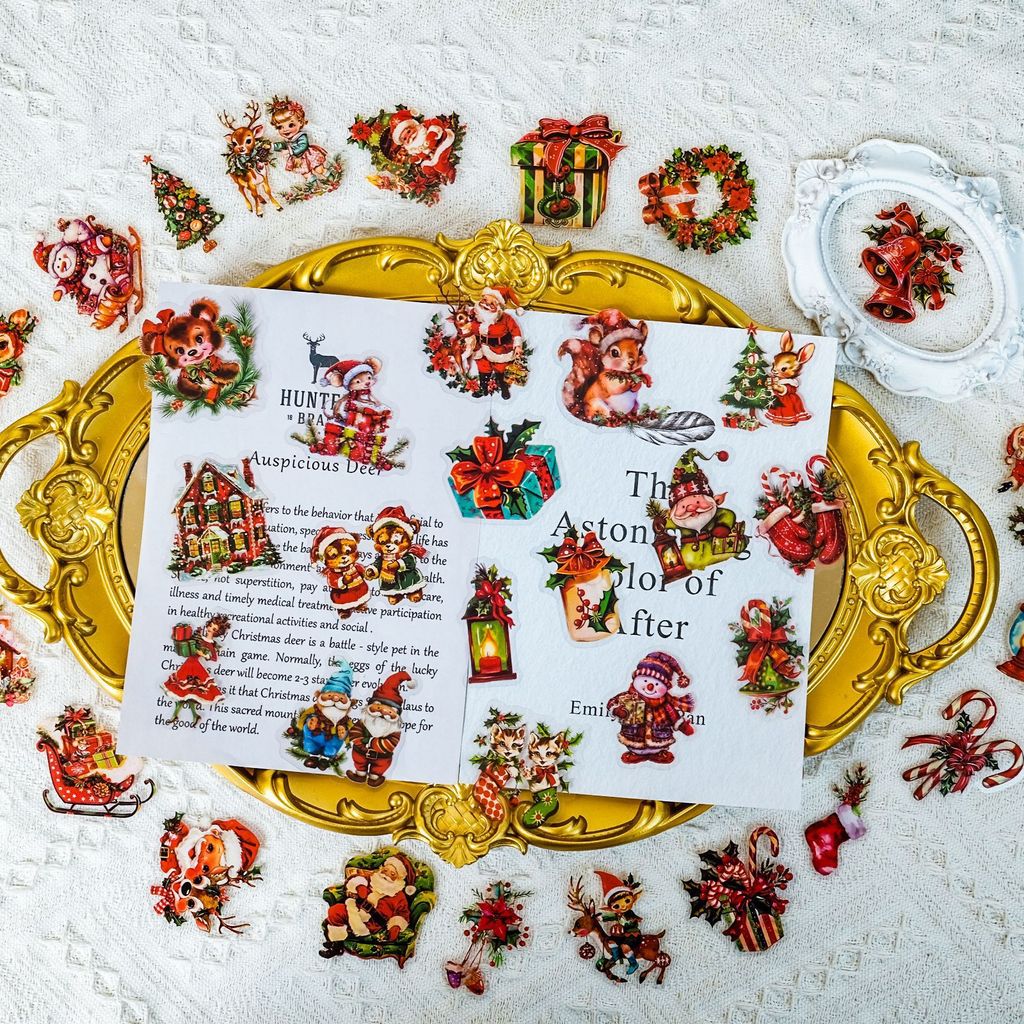50개 산타클로스 선물 PET 스티커, 크리스마스 테마 - Christmas Craft Embellishment 리뷰 및 가격