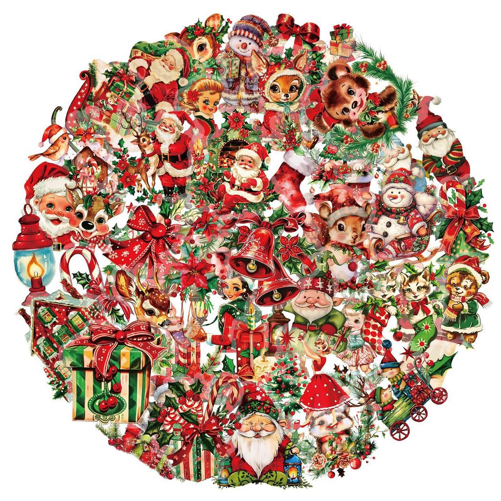 50개 산타클로스 선물 PET 스티커, 크리스마스 테마 - Christmas Craft Embellishment 리뷰 및 가격