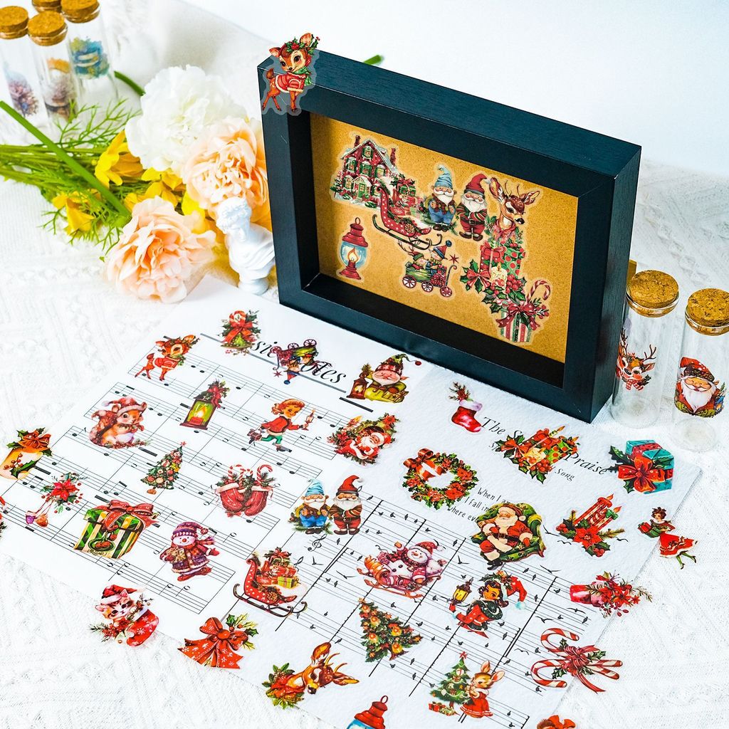 50개 산타클로스 선물 PET 스티커, 크리스마스 테마 - Christmas Craft Embellishment 리뷰 및 가격