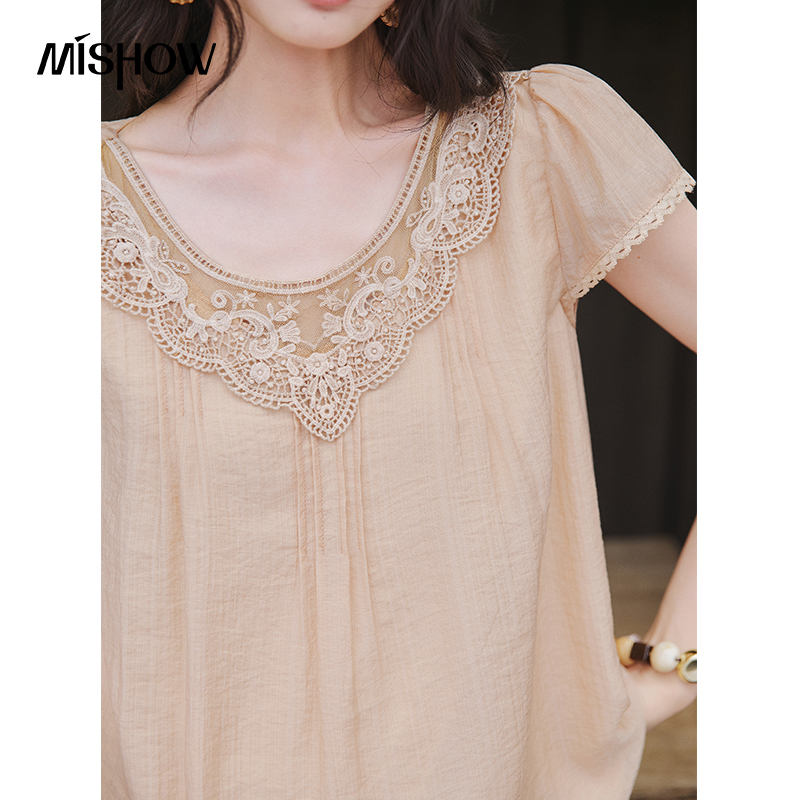 MISHOW 레이스 라운드 넥 탑 반바지 2Pcs 세트 - Elastic Lace Trim 리뷰 및 가격